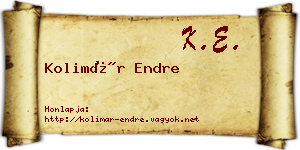 Kolimár Endre névjegykártya
